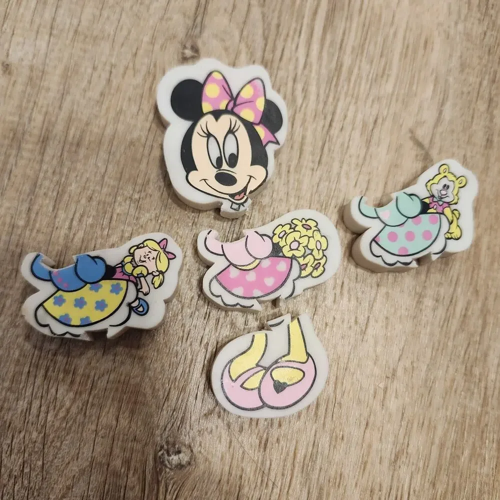 5pc Vintage 80’s MINNIE MOUSE Collectable Eraser Rubber INTERCHANGEABLE OUTFITS